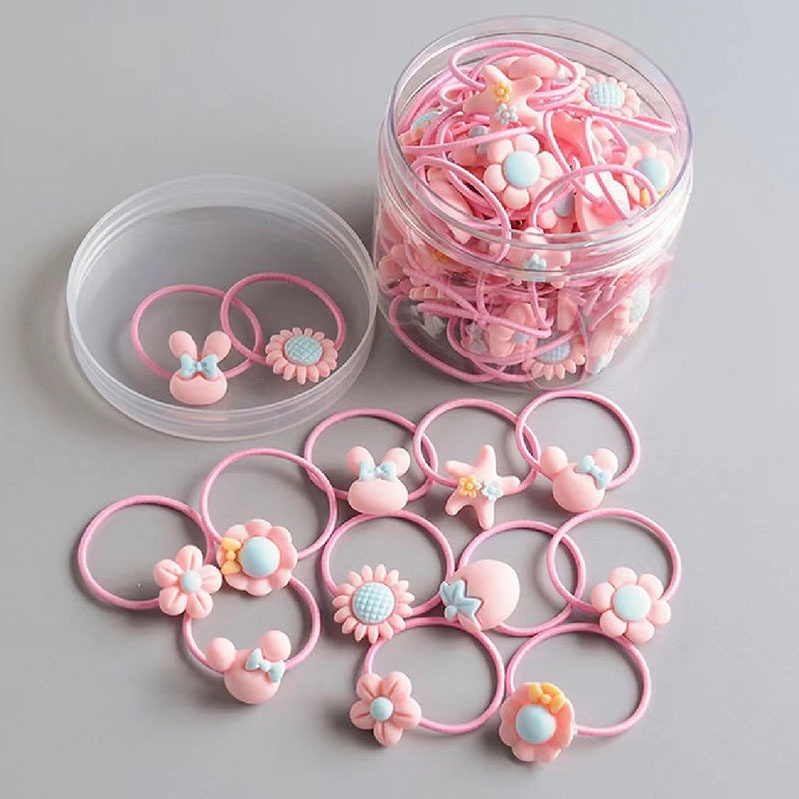 Hộp dây buộc tóc nhiều họa tiết dễ thương cho bé gái