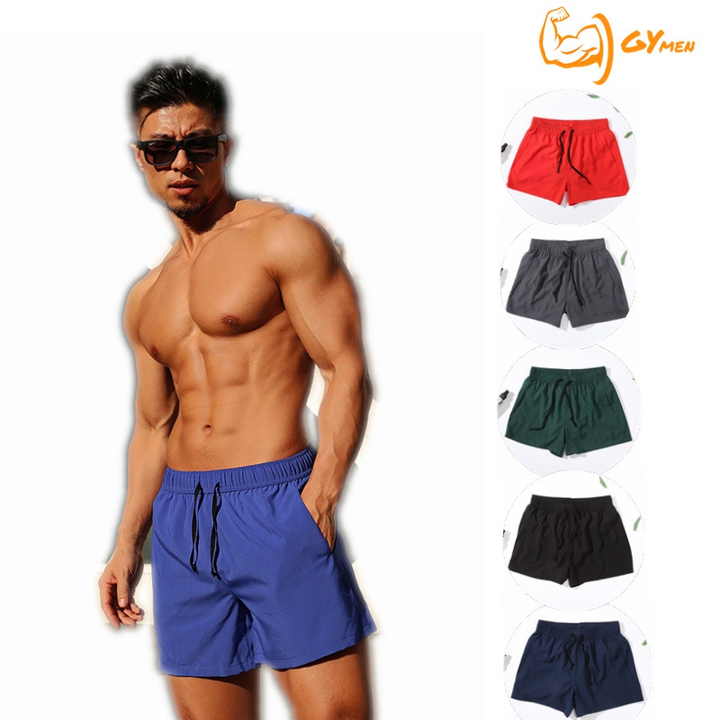 [ GYMEN ] Quần short thể thao nam  thoải mái thoáng khí mát mẻ vải chạy bộ tập thể dục quần bóng rổ  cỡ lớn  ngoài trời màu trơn  huấn luyện  hút mồ hôi