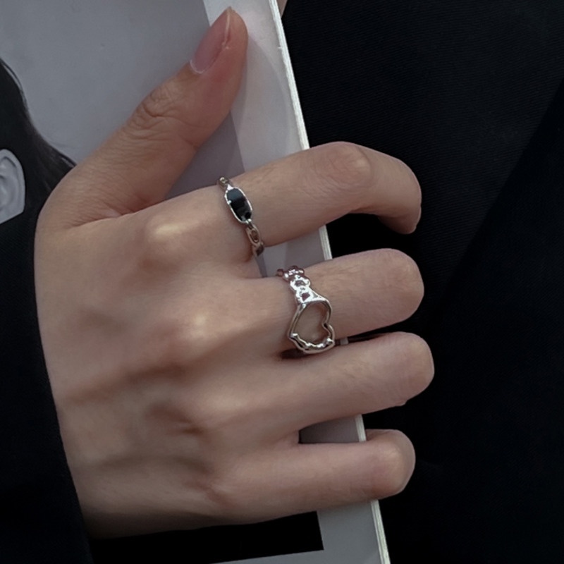 Nhẫn Hở Hình Trái Tim Phong Cách hip hop Hàn Quốc Kiểu Dáng Mới