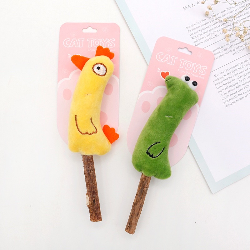 ❤️THÚ NHỒI BÔNG KÈM GỖ CATNIP CHO MÈO GẶM SẠCH RĂNG☯️