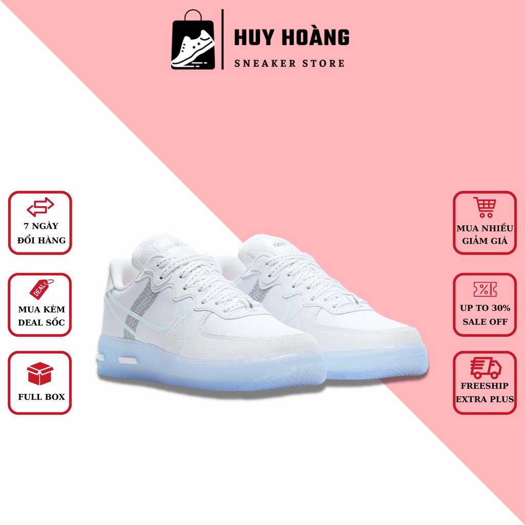 Giày thể thao nam nữ 𝗡𝗶𝗸𝗲 𝐀𝐢𝐫 𝐅𝐨𝐫𝐜𝐞 𝟏 React - Giày 𝗡𝗶𝗸 𝐀𝐟𝟏 trắng đế 𝐈𝐜𝐞 dạ quang Full Box