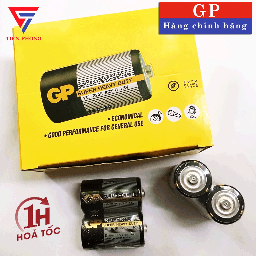 Vỉ 2 viên pin Đại GP size D Cacbon chính hãng dung lượng cao