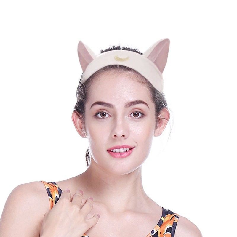 Băng Đô Tai Mèo Thêu Họa Tiết Đáng Yêu Dành Cho Nữ