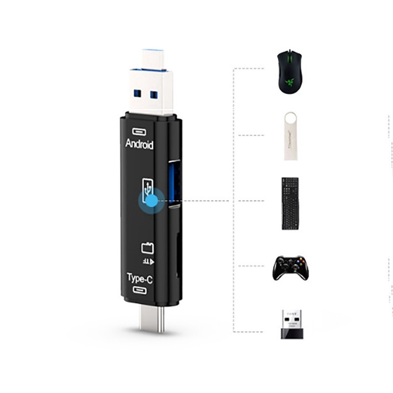 Đầu Đọc Thẻ Nhớ Usb 3.0 Type C / Usb / Micro Usb / Tf Đa Năng 5 Trong 1