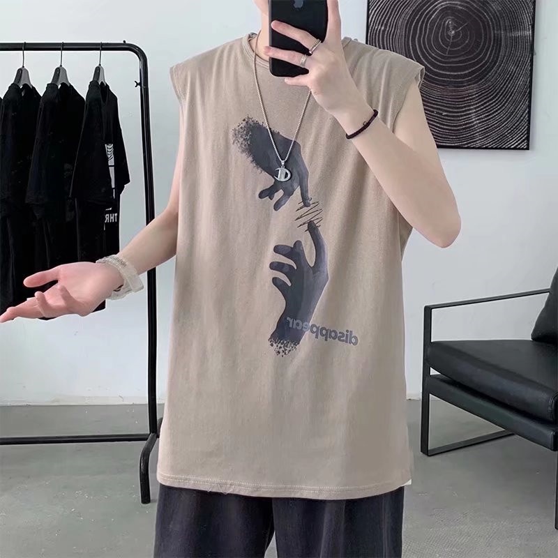 Áo Thun Thể Thao Sát Nách Dáng Rộng In Họa Tiết Phong Cách hip hop Hàn Quốc Thời Trang Mùa Hè Cho Nam Size M-5XL