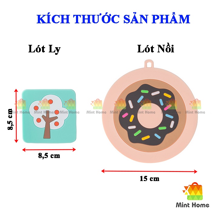 Miếng lót ly silicon hoạt hình dễ thương cute đáng yêu đế lót nồi cách nhiệt chống trượt, chống thấm bàn ăn