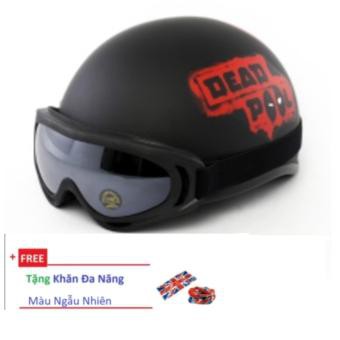 [Clip Thật]Combo Mũ Bảo Hiểm nửa đầu dead pool + Kính Uv400