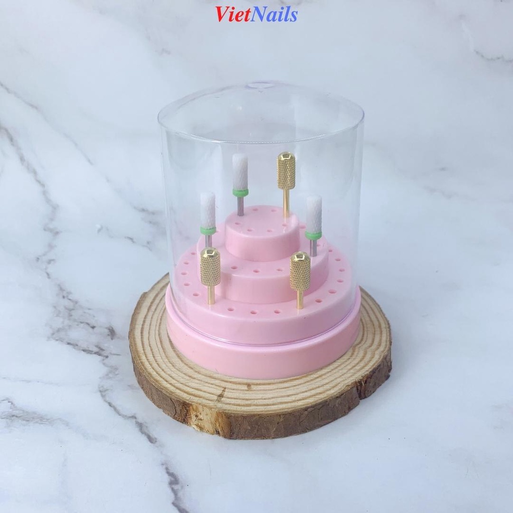Hộp Cắm Đầu Mài - Hộp Đựng Đầu Gắn Mài Màu Hồng