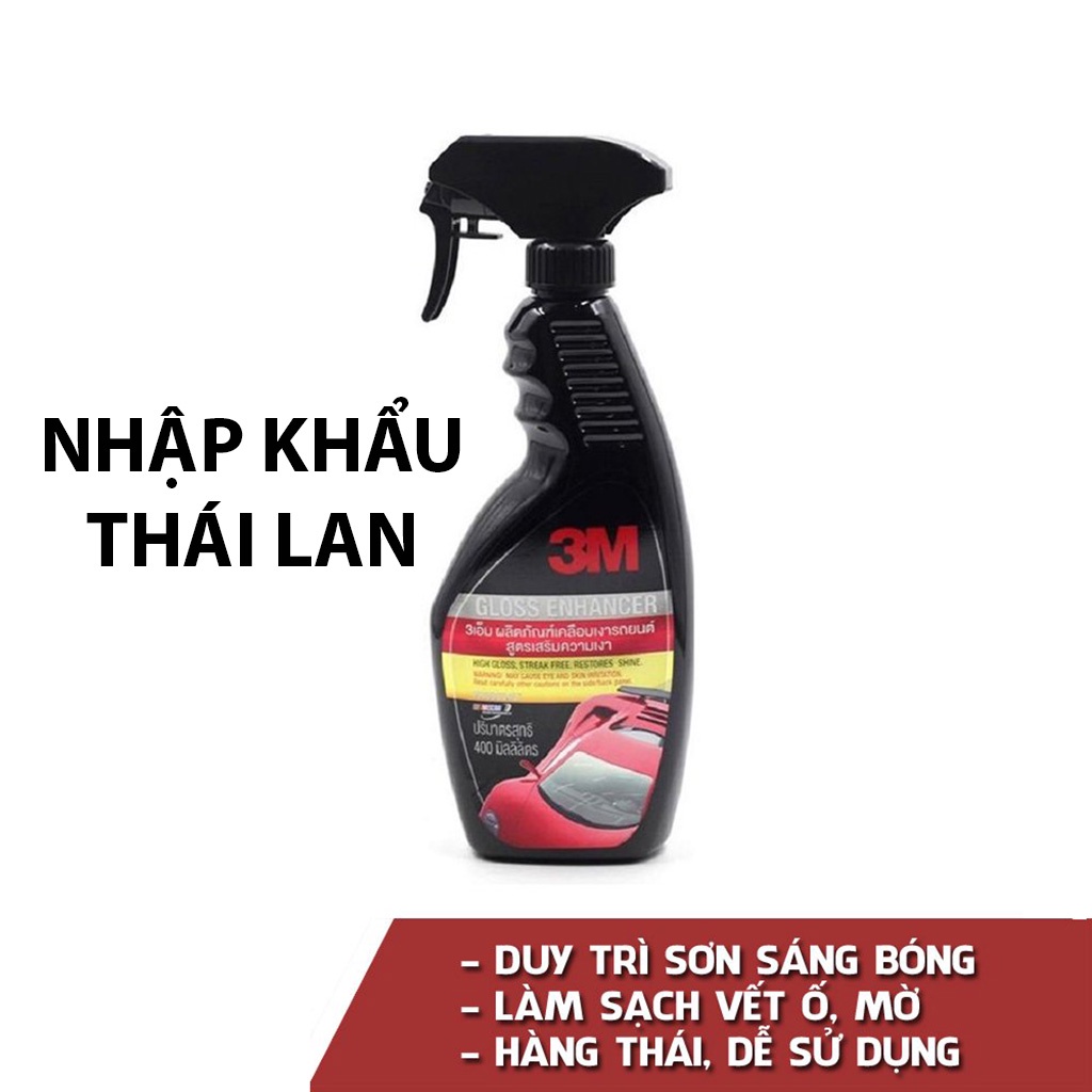 Chai Xịt Tăng Độ Bóng Bề Mặt Sơn Ô Tô Xe Máy 3M 39034LT Gloss Enhancer 400ml Làm mới Bề Mặt Xe (Nhập Khẩu Thái Lan)