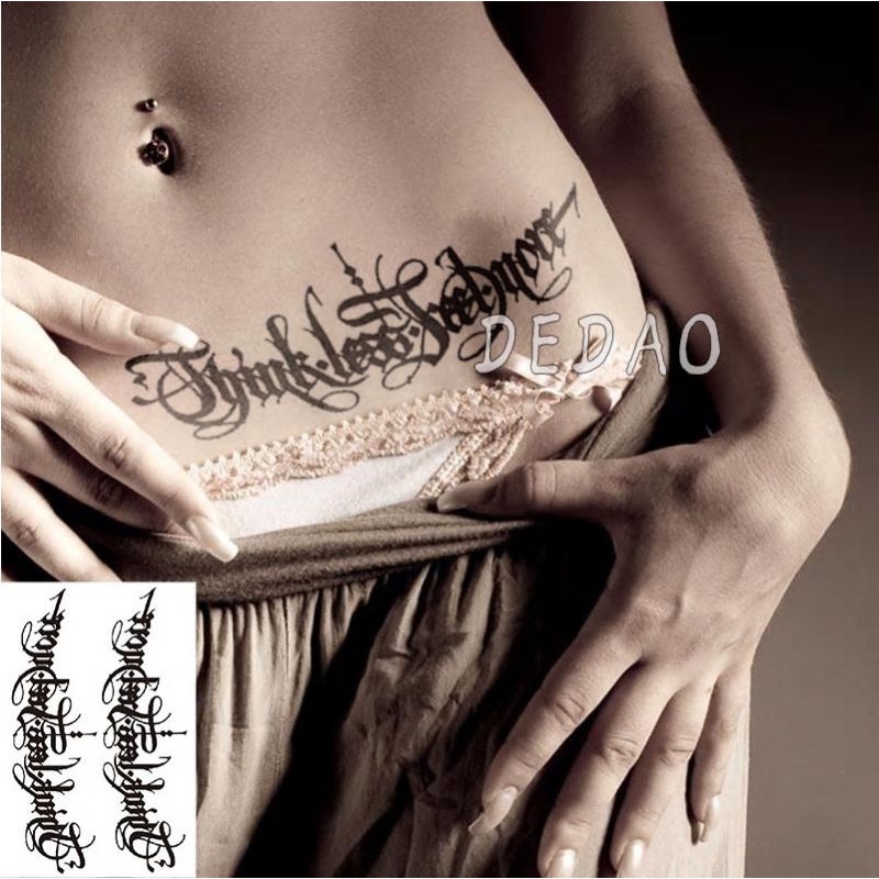 Hình xăm chữ tiếng anh &quot;Think less, fell more&quot; size bắp tay Hb092. Boss tatoo - xăm dán tạm thời