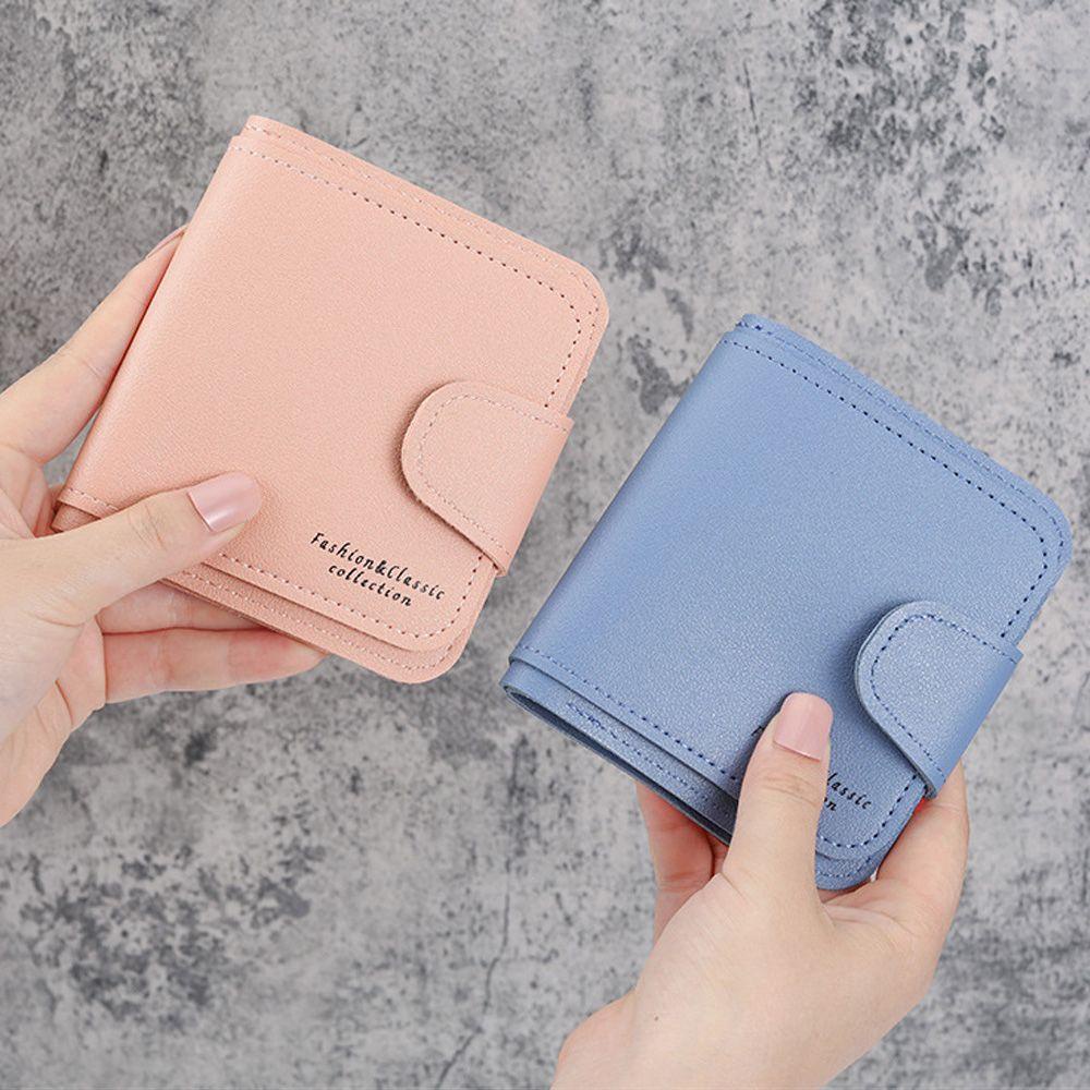 MIHAN1 Women's Short Purse PU Pure Color Foldable Wallet Accessories Gift Girls Ladies Name Card Holder Credit Card Holder/Multicolor