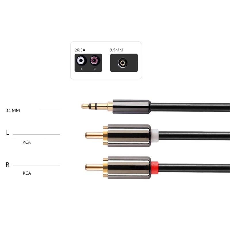 Dây cáp chuyển đổi RCA 1m sang 2 jack cắm 3.5mm