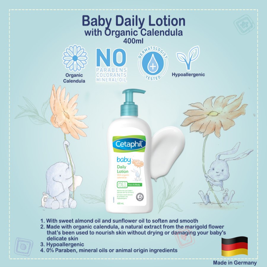 Sữa dưỡng ẩm dịu nhẹ hàng ngày cho bé - Cetaphil Baby Daily Lotion With Organic Calendula 400ml