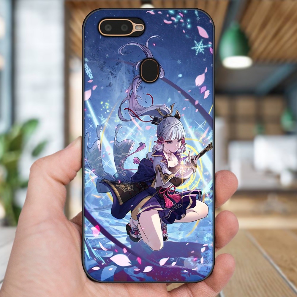 Ốp lưng Oppo A5S, A7, A12, F9 viền đen in hình Ayaka Genshin Impact