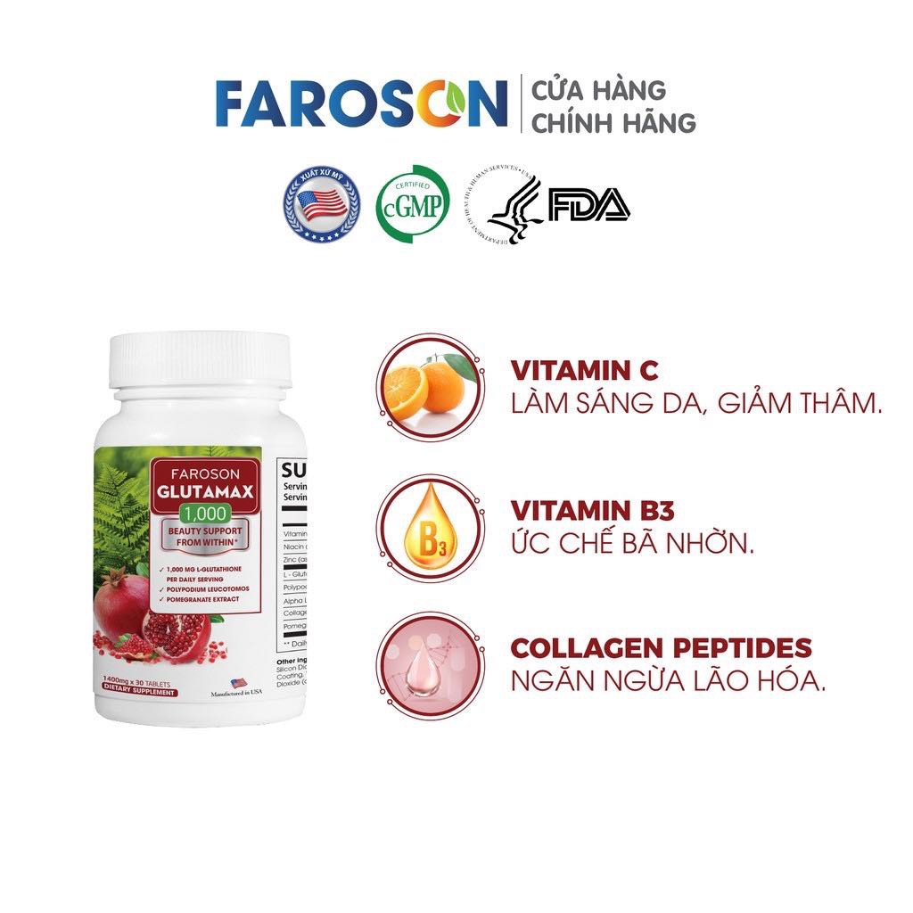 VIÊN UỐNG HỖ TRỢ LÀM TRẮNG VÀ BẢO VỆ DA KHỎI TIA UV | GLUTAMAX 1000 | 30 VIÊN/HỘP | BigBuy360 - bigbuy360.vn