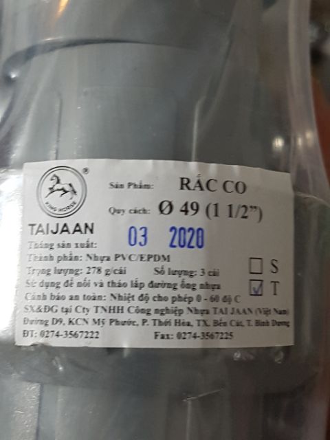 Rắc co , máy bơm nước Taijan , Taida bằng nhựa ABS đường kính 42 , 48 , 60