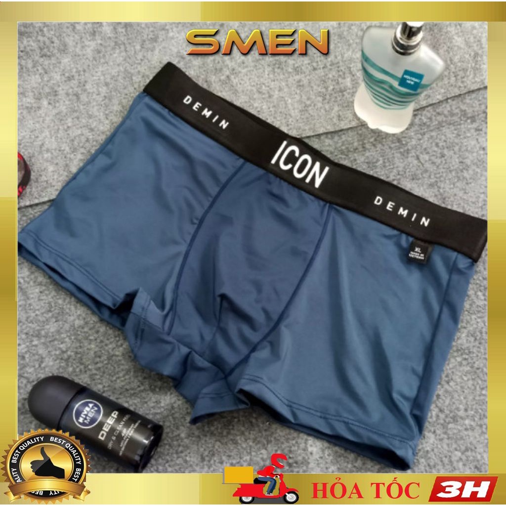 Quần Lót Nam Boxer Thun Lạnh Cotton ICON Co dãn 4 chiều, Quần sịp Nam Cotton Boxer ICON Denim Loại 1 (Che tên) - SMEN