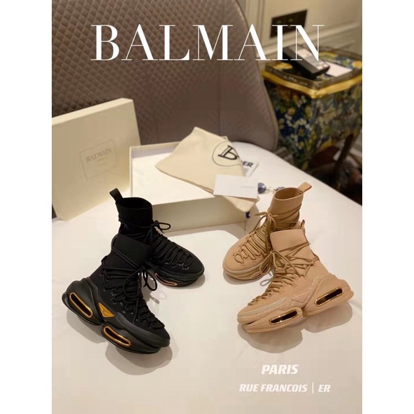 Giày thể thao nữ cổ cao mẫu mới có 2 màu thương hiệu Balmain cao cấp