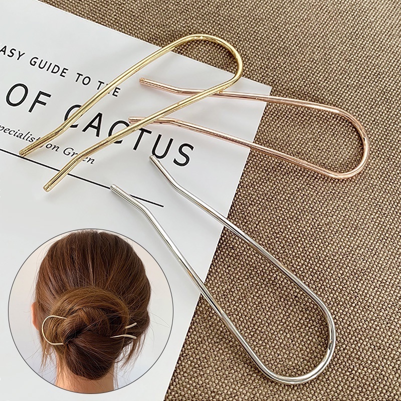 Kẹp Tóc Hình Chữ U Bằng Hợp Kim Màu Sắc Đơn Giản Phong Cách Hàn Quốc Cho Nữ