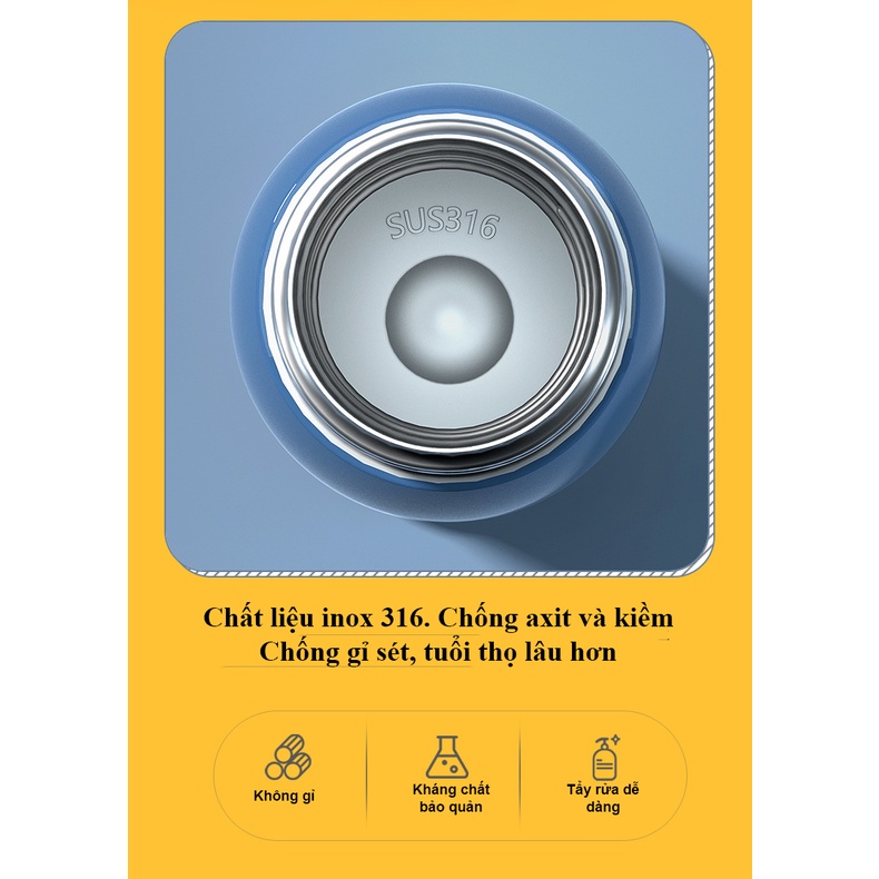 Bình Giữ Nhiệt Cho Bé - Inox 316 - Báo Nhiệt Độ - Kháng Khuẩn (Giữ nhiệt gấp 1.5 lần inox 304)