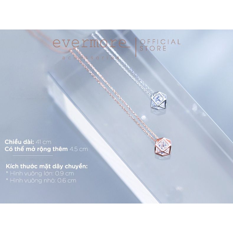 Dây chuyền bạc EVERMORE, vòng cổ hình học đính đá bạc ý 925, phong cách thanh lịch, minimalism - D031