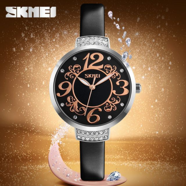 (Thanh lý 219k--&gt; 159k) Đồng Hồ Nữ SKMEI 9061 Dây Da Mặt Cỡ Vừa Case 33mm Chính Hãng