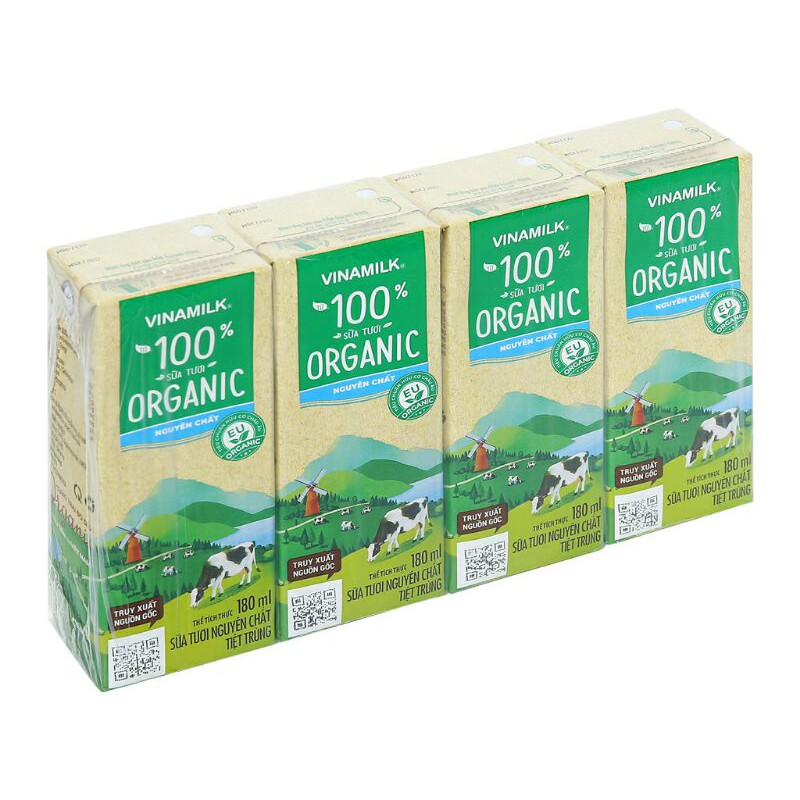 (27/8/2021)Thùng 48 hộp sữa tươi nguyên chất không đường Vinamilk 100% Organic 180ml