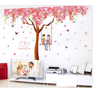 Decal dán tường decal trang trí Cây đào tình yêu PK303 (Có keo sẵn)