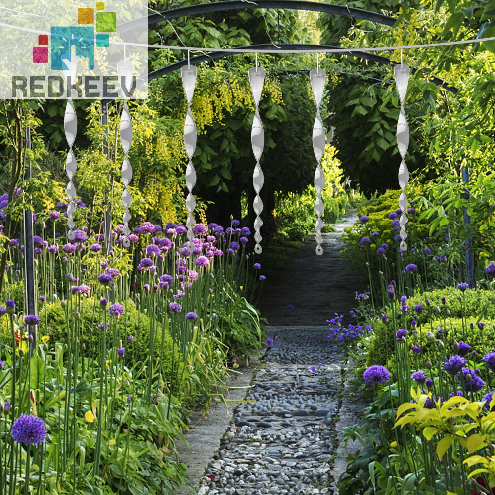 Set 6 Que Xoắn Ốc Phản Quang Đuổi Chim Trang Trí Sân Vườn