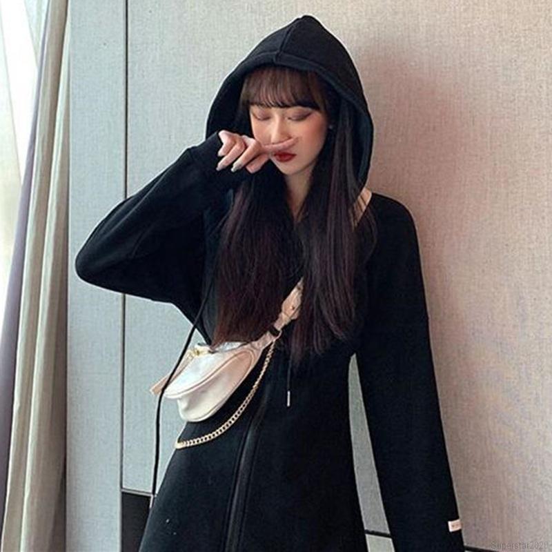 Đầm Hoodie Dáng Ôm Chiết Eo Gợi Cảm Quyến Rũ Thời Trang Thu Đông