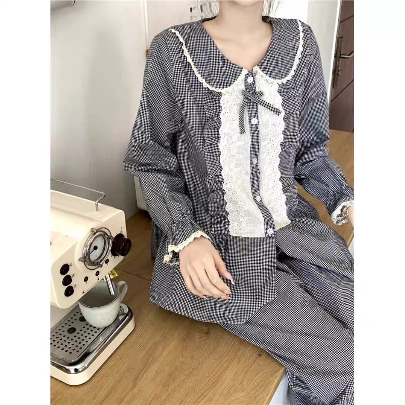 New BST 2022 SET ĐỒ NGỦ MẶC NHÀ QUẢNG CHÂU ULZZANG KẺ ĐEN BÈO rẻ nhất shopee
