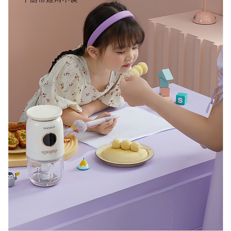 Máy xay đa năng sạc điện, xay ăn dặm kèm dao đánh trứng, dao bóc tỏi chính hãng D AEWOO