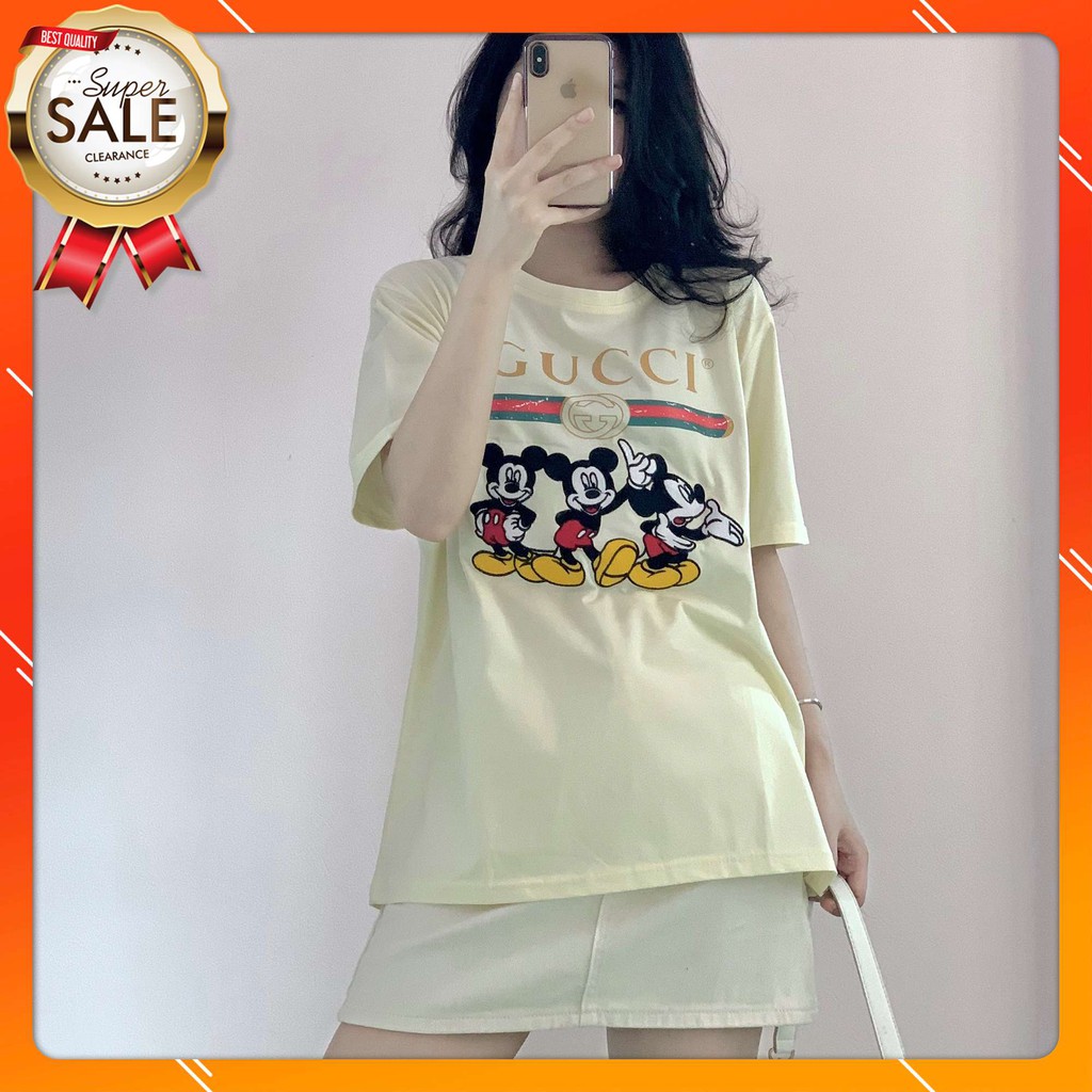Áo phông, áo thun thêu hình Mickey cá tính chất cotton hàng QC cao cấp loại 1