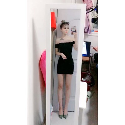 [VD006] Đầm body thun gân trễ vai (có ảnh thật)