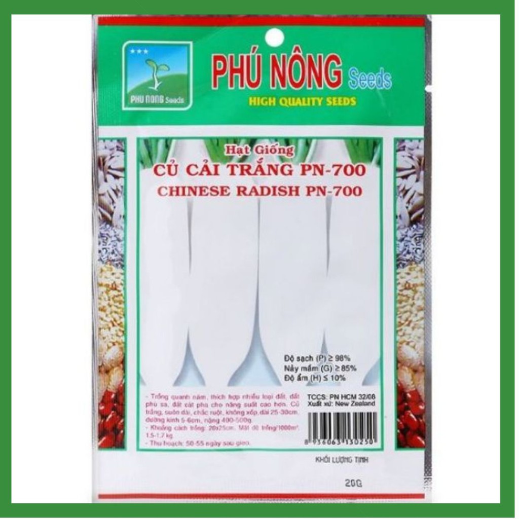 Hạt Giống Củ Cải Trắng Phú Nông 20 Gr Củ Mập Mạp Nhanh Cho Thu Hoạch