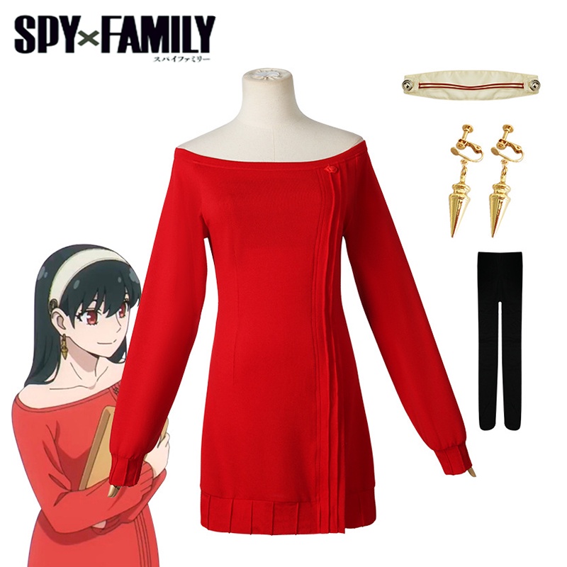 Manga SPY×FAMILY Cosplay Yor Forger Cosplay Costume Women Casual Red Sweater Mini Skirt Yor Princess Dress Halloween Costume