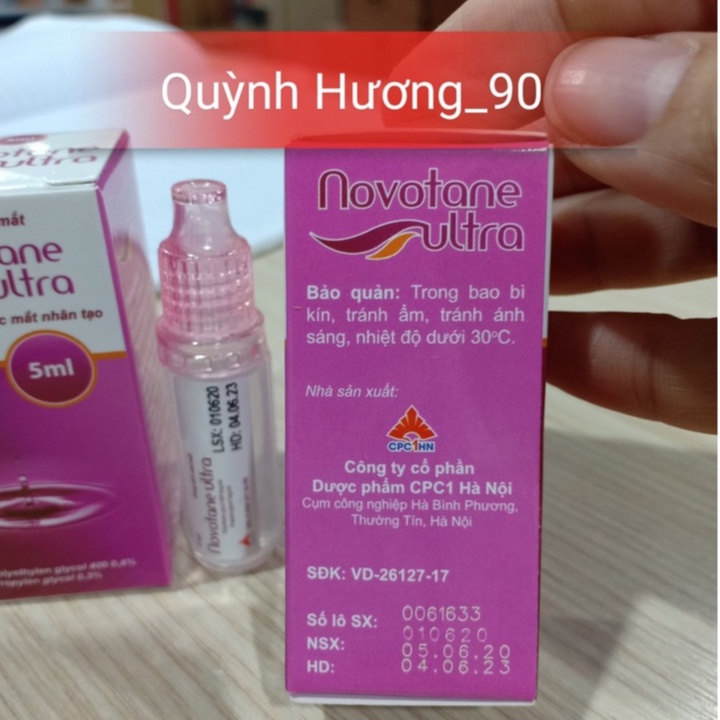 Dung dịch nhỏ mắt NOVOTANE ULTRA 5ml công thức nước mắt nhân tạo cho mắt khô mỏi