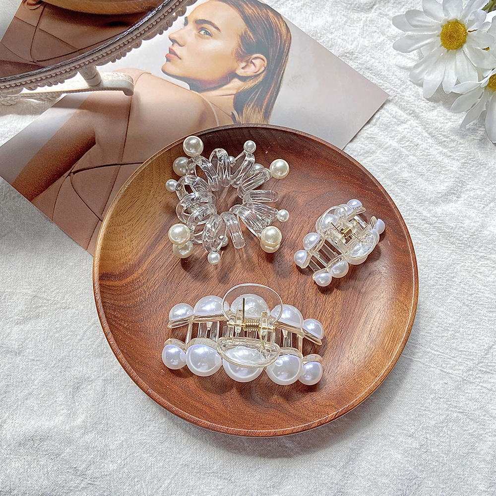 Set Dây Buộc Tóc Và Kẹp Tóc Đính Ngọc Trai Giả Thời Trang Cho Nữ