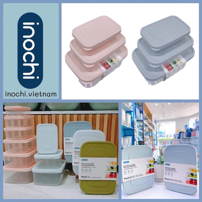 Bộ 5 hộp đựng thực phẩm tủ lạnh, lò vi sóng Inochi