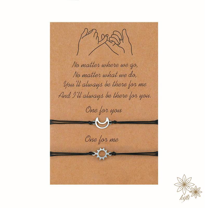 Set 2 Vòng Tay Mặt Hình Mặt Trăng Và Mặt Trời Có Thể Điều Chỉnh Kích Cỡ