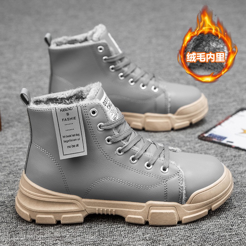 Giày Bốt Da Cổ Cao Lót Cotton Giữ Ấm Thời Trang Mùa Thu Cho Nam 2021 | BigBuy360 - bigbuy360.vn