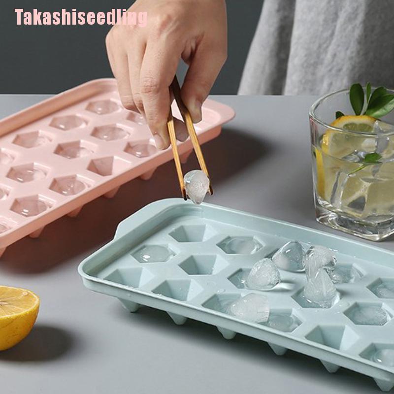 Khay nhựa làm đá viên có nắp đậy tiện dụng màu xanh dương / hồng xinh xắn