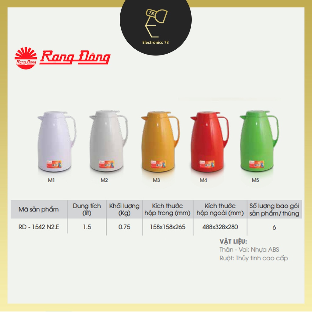 Phích pha trà, giữ nhiệt Rạng Đông - 1542 N2.E