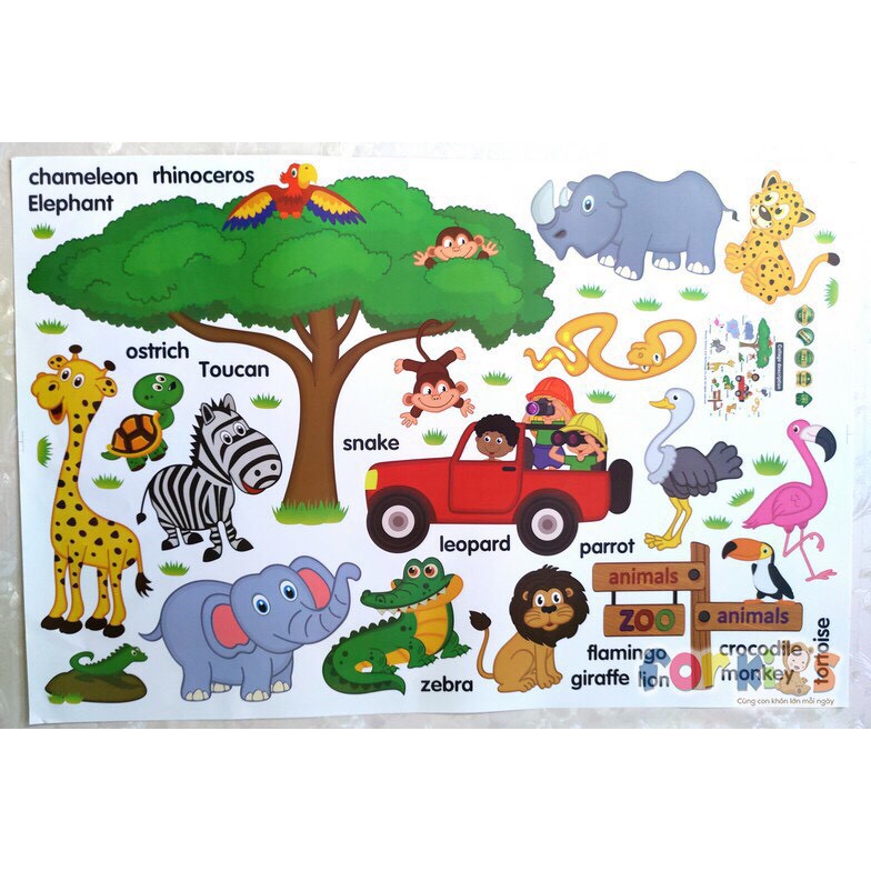Decal dán tường hình thú tiếng anh DC01