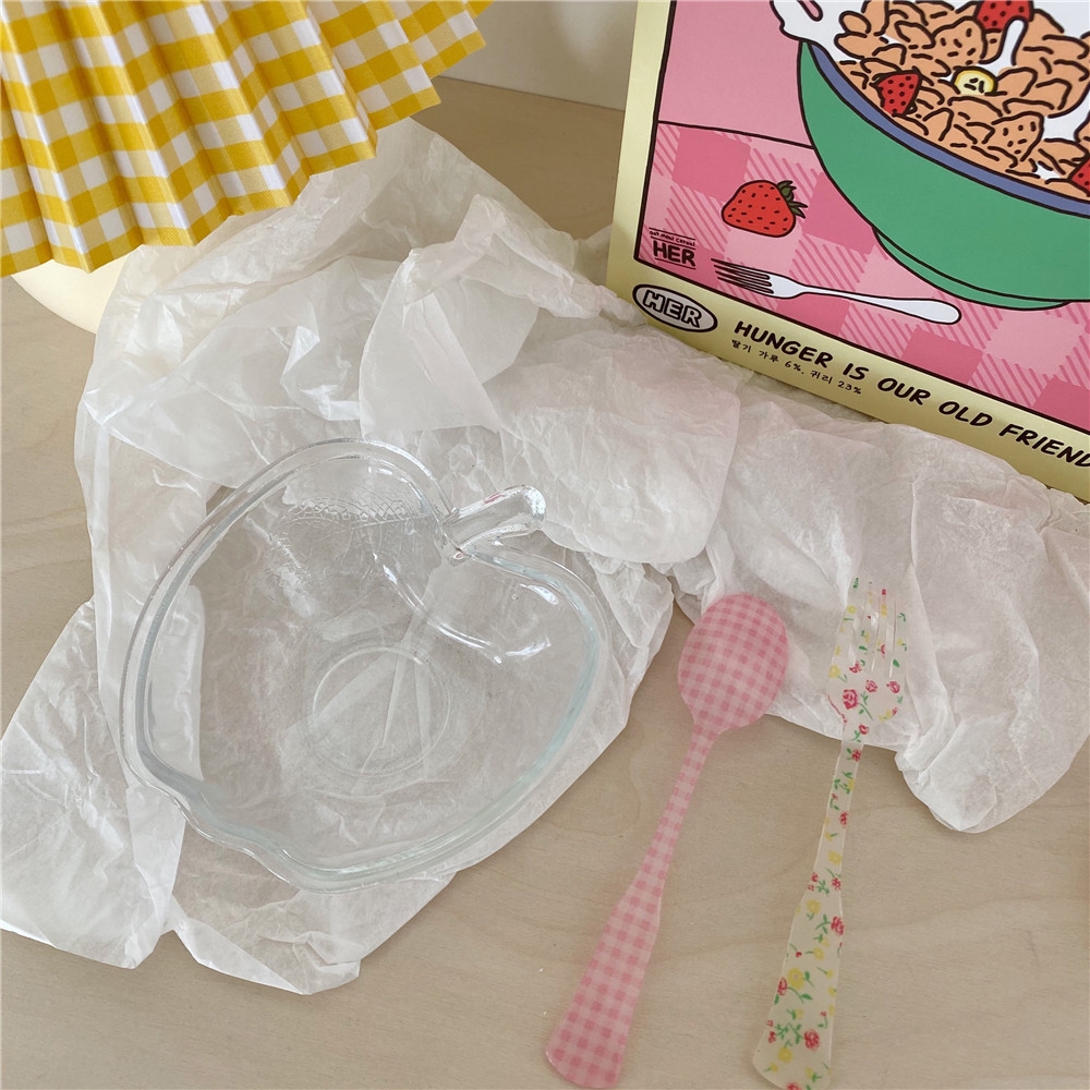 Tô Thủy Tinh Trong Suốt Đựng Salad Ăn Sáng Phong Cách Hàn Quốc
