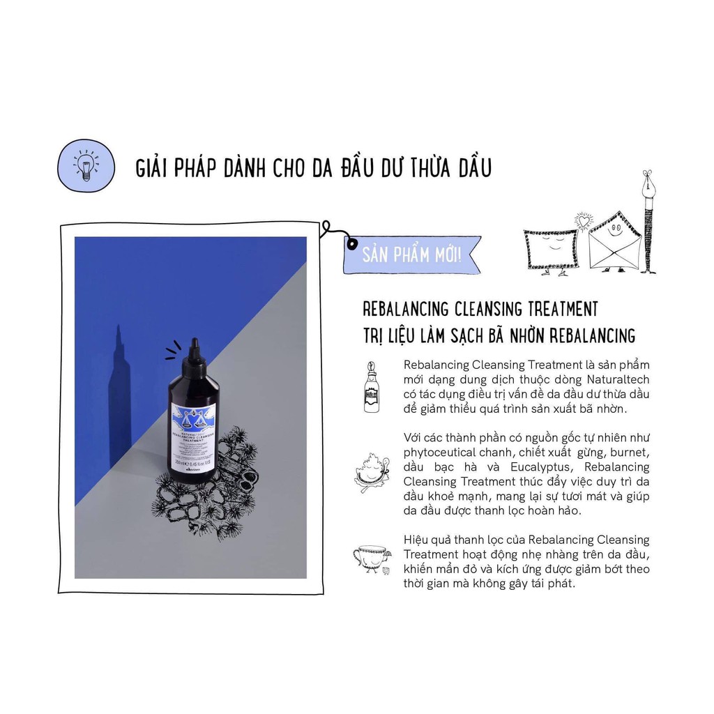 SẢN PHẨM LÀM SẠCH DA ĐẦU DẦU DAVINES REBALANCING CLEANSING TREATMENT 250ML/1000ML