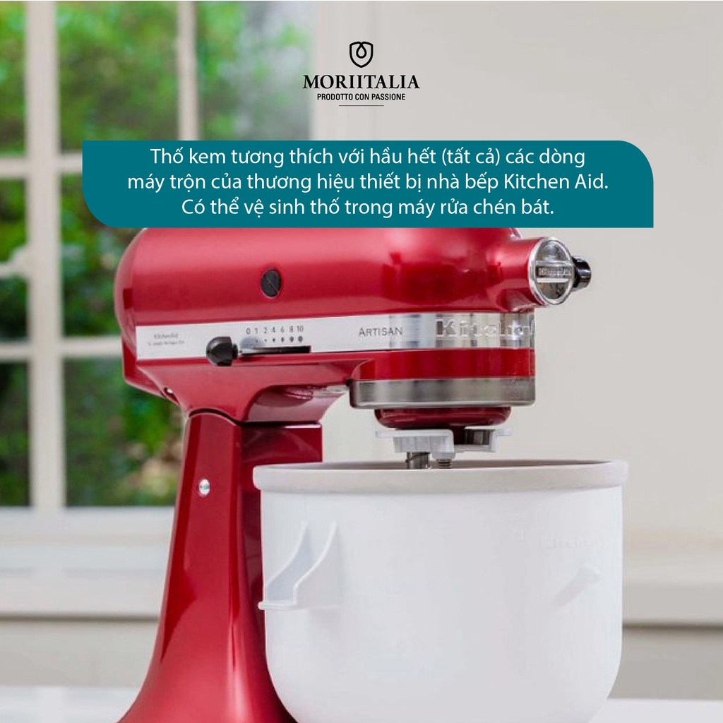 Thố làm kem KitchenAid 1,9 lít chính hãng, tiện lợi Moriitalia 5KICA0WH