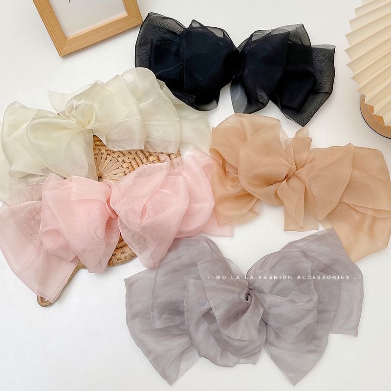 Kẹp Tóc Hình Nơ Lớn Bằng Vải Voan Thời Trang Mùa Xuân Mới