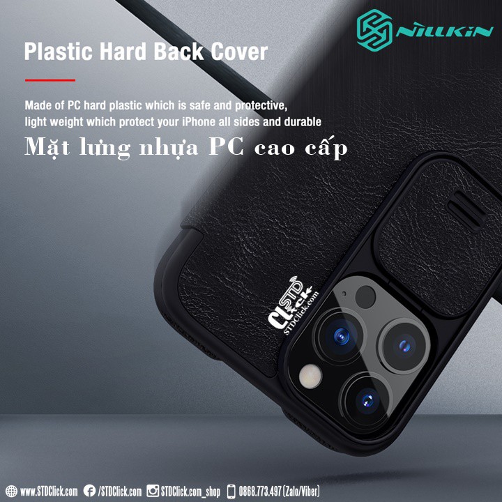 BAO DA IPHONE 13 PRO NILLKIN QIN BẢO VỆ CAMERA CHÍNH HÃNG - HÀNG CHUẨN