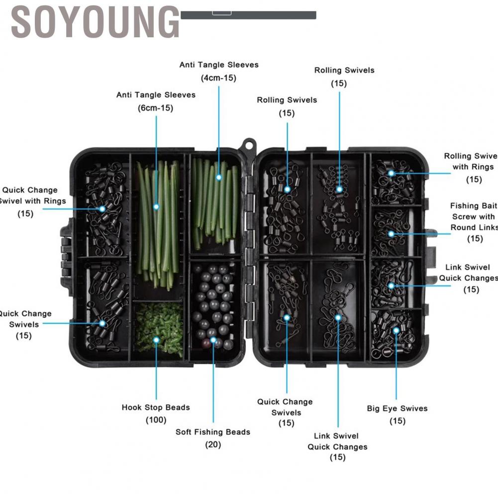 Soyoung 301pcs Carp Fishing Tackle Kit Anti Sleeve AccsX